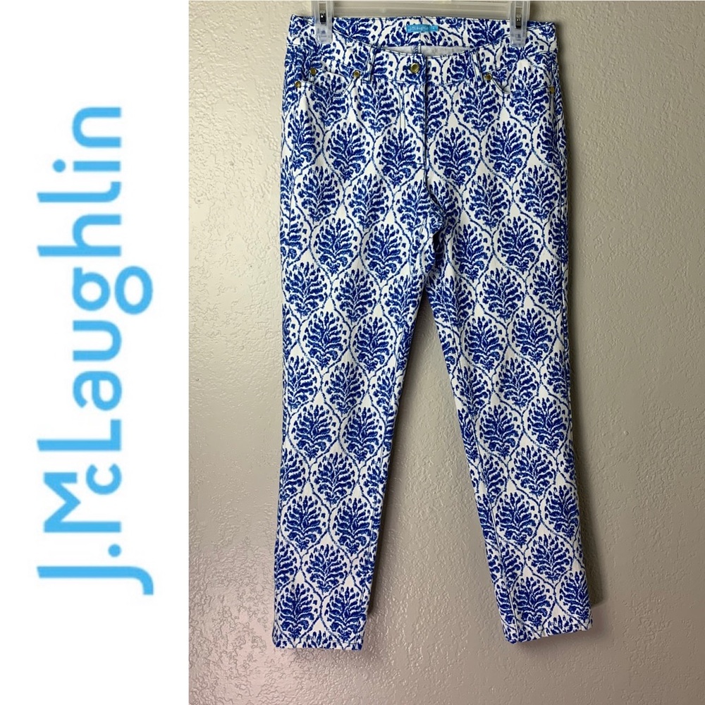 J. McLaughlin Blue and White Skinny Jeans